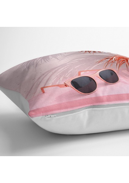 Pembe Zeminli Yaz Temalı Dekoratif Yer Minderi - 70 x 70 cm fiyatları