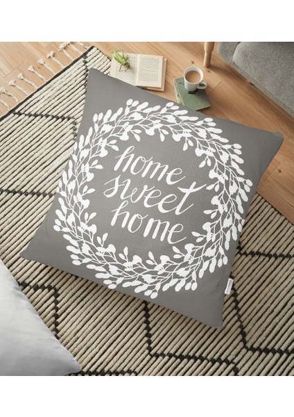 Home Sweet Home Dijital Baskılı Dekoratif Yer Minderi - 70 x 70 cm