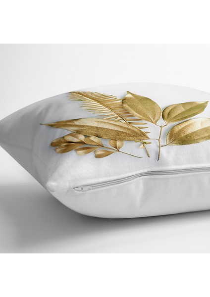 3D Altın Görünümlü Yapraklar Desenli Modern Yer Minderi - 70 x 70 cm fiyatları