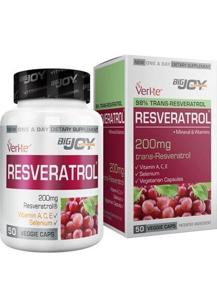 Bigjoy Vitamins Resveratrol 200MG 50 Vegi Kapsül