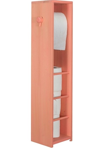 WC Tuvalet Kağıtlığı Kayın Ağacı Eskitme Pembe