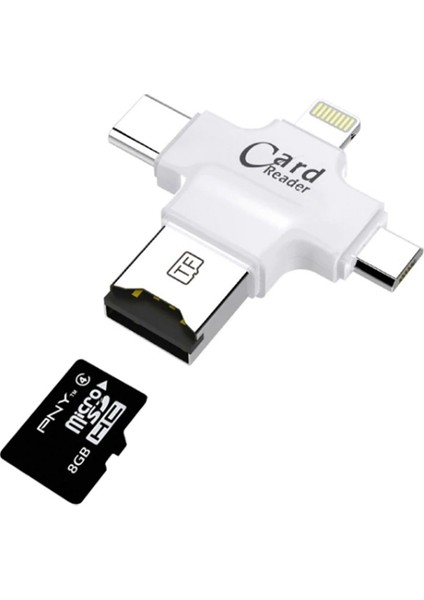 Card Reader 4in1 Hafıza Kart Okuyucu SS28973 - Beyaz