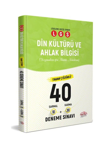 Editör Yayınları LGS Din Kültürü ve Ahlak Bilgisi Tamamı Çözümlü 40 Deneme Sınavı