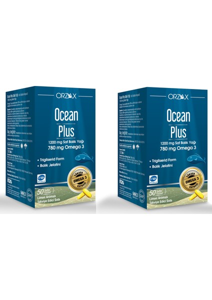 Ocean Plus 1200 Mg 50 Kapsül Balık Yağı 2 Adet