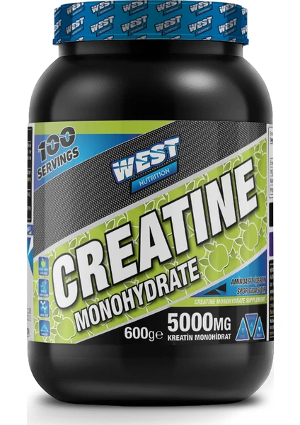 West Nutrition Creatine Monohydrate 600 gr 100 Servis Yeşil Elma Aromalı