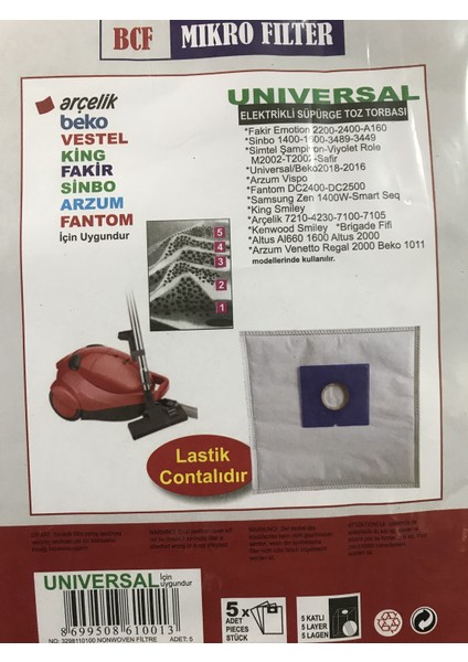 King Smiley 5 Katlı Sentetik Toz Torbası (15 Adet)