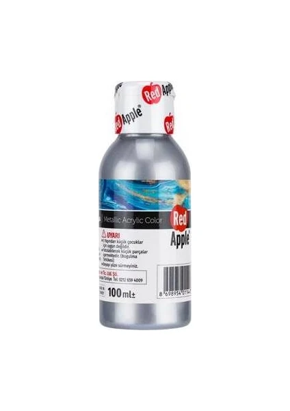 Red Apple  RA110-38 Metalik Akrilik Yaldızlı Boya 100 g Gümüş