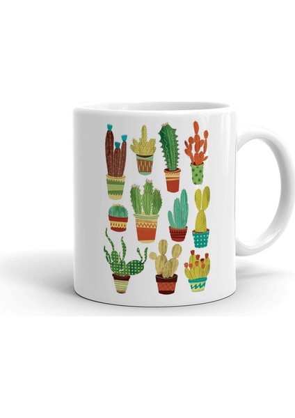 Kaktüs Türleri Seramik Kupa Bardak