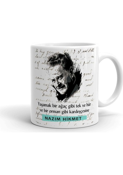 Nazım Hikmet Seramik Kupa Bardak