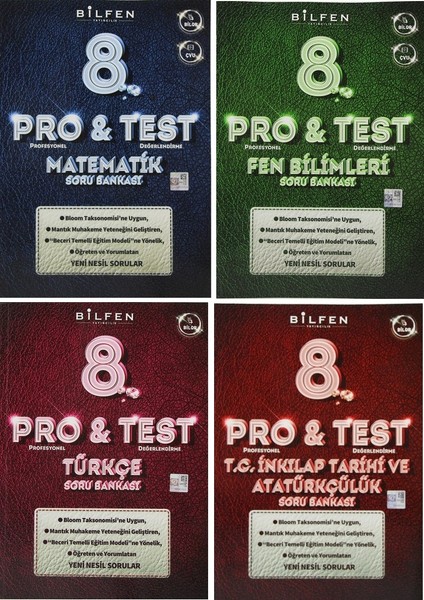 8. Sınıf Pro & Test Soru Bankası Seti 4 Kitap