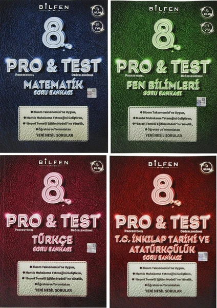 Bilfen Yayınları 8. Sınıf Pro & Test Soru Bankası Seti 4 Kitap