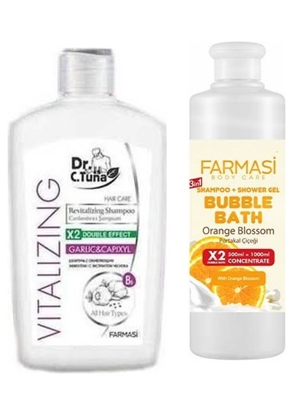 Dr.c.tuna Vitalizing Sarımsaklı Şampuan ve Bubble Bath 500 ml