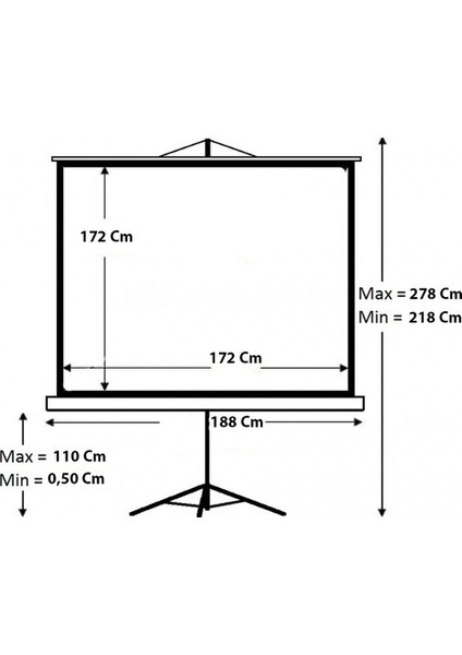 TX-18 180x180 Tripod İthal Projeksiyon Perdesi (Arkası Siyah Fonlu)