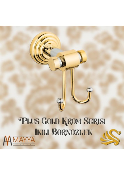 Saray Banyo Plus Gold Krom İkili Bornozluk