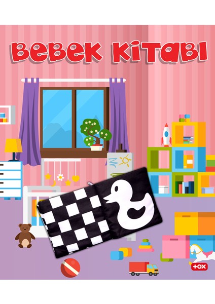 Bebek Siyah-Beyaz Kumaş Sessiz Kitap - Bez Kitap