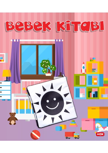 Bebek Siyah-Beyaz Kumaş Sessiz Kitap - Bez Kitap