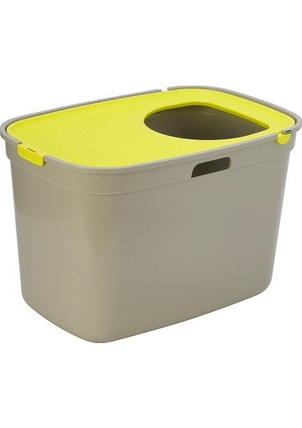 Top Cat Üstten Girişli Kapalı Kedi Tuvaleti 59 cm Gri/Sarı