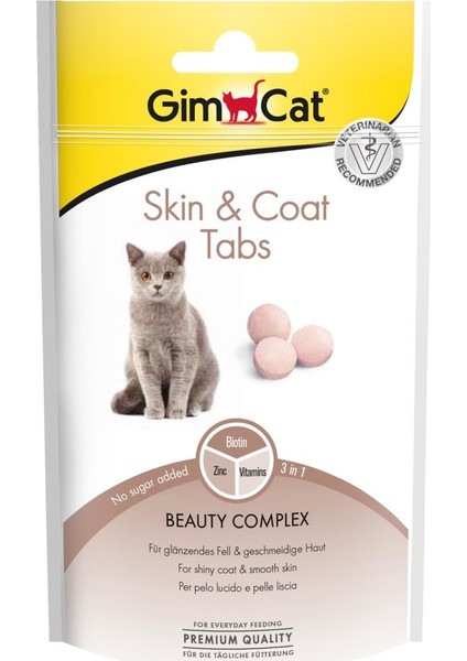 Skin&Coat Tabs Deri ve Tüy Sağlığı Kedi Ödül Tableti 40 Gr