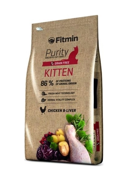 Purity Kitten Tavuk ve Ciğerli Tahılsız Yavru Kedi Maması 1,5 Kg