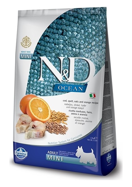 Ocean M.Balığı&Kılçıksız Buğday&Yulaf & Portakal Mini Köpek Maması 7 Kg
