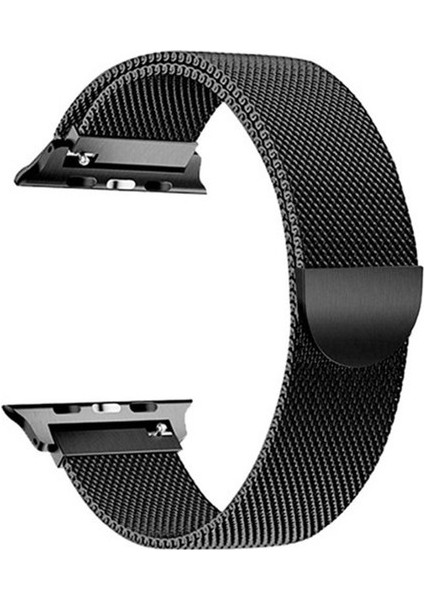 Apple Watch Uyumlu Seri 3-4-5-6-SE Premium 42-44 mm Metal Milano Kordon - Siyah