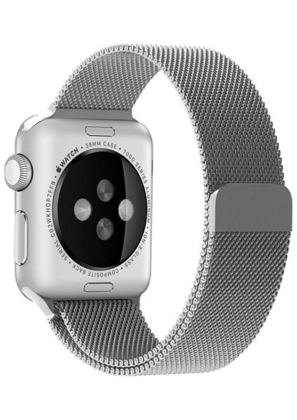 Apple Watch Uyumlu Seri 3/4/5 Premium Metal Milano Kordon 38-40 mm - Gümüş