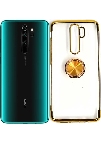 Case 4U Xiaomi Redmi Note 8 Pro Kılıf 4 Köşeli Renkli Mat Lazer Silikon Gess Arka Kapak Glitter Altın