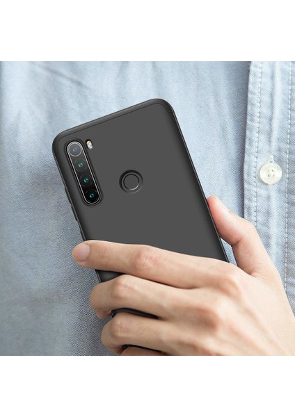 Case 4U Xiaomi Redmi Note 8 Kılıf 3 Parçalı Tam Koruma Sert Mika Ays Kapak Siyah Kırmızı