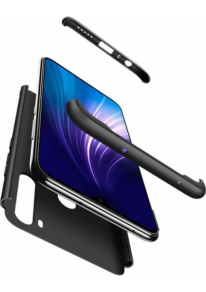 Case 4U Xiaomi Redmi Note 8 Kılıf 3 Parçalı Tam Koruma Sert Mika Ays Kapak Siyah Kırmızı