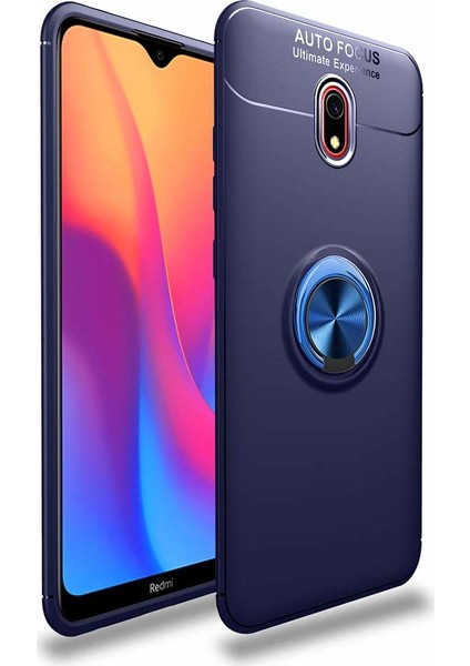 Xiaomi Redmi 8A Kılıf Autofocus Shockprof Ravel Yüzüklü Standlı Slikon Kapak Lacivert