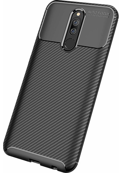 Case 4U Xiaomi Redmi 8 / 8A Kılıf Rugged Armor Karbon Desenli Lüx Negro Silikon Arka Kapak Kahverengi