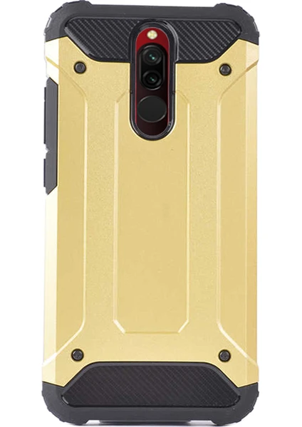 Case 4U Xiaomi Redmi 8-8A Kılıf Military Armor Çift Katmanlı Crash Silikon Kılıf Altın