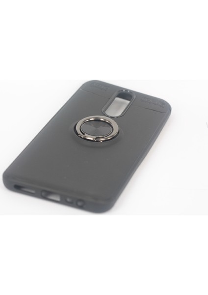 Case 4U Xiaomi Redmi 8 Kılıf Autofocus Shockprof Ravel Yüzüklü Standlı Slikon Kapak Siyah Rose Gold