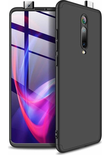 Xiaomi Mi 9T Kılıf 3 Parçalı Tam Koruma Sert Mika Ays Kapak Siyah