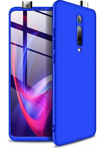 Xiaomi Mi 9T Kılıf 3 Parçalı Tam Koruma Sert Mika Ays Kapak Lacivert