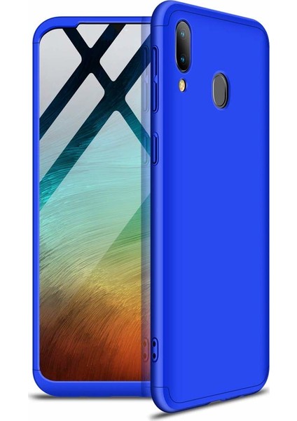 Samsung Galaxy A10s Kılıf 3 Parçalı Tam Koruma Sert Mika Ays Kapak Lacivert