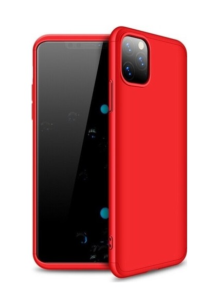 Apple iPhone 11 Pro Max Kılıf 3 Parçalı Tam Koruma Sert Mika Ays Kapak Kırmızı