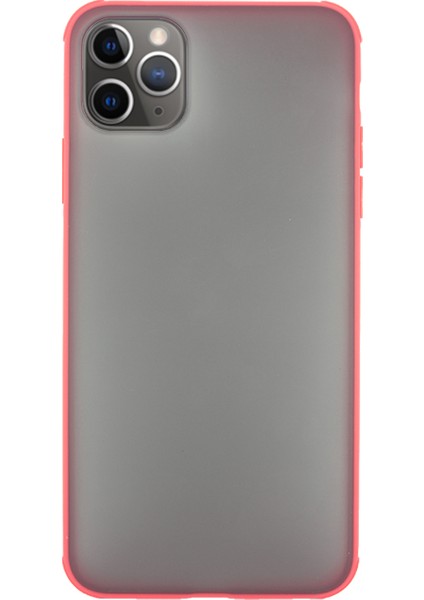 Apple iPhone 11 Pro Kılıf Mat Yüzey Renkli 4 Köşe Kenar Silikon Odyo Arka Kapak Kırmızı