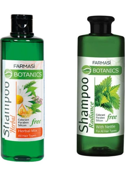 Farması Botanics Herbal Mıx Şampuan 500 ml + Botanics Isırgan Özlü Şampuan 500 ml 2'li Paket