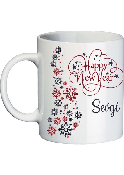 Isimli Happy New Year Hediyelik Yılbaşı Kupa Bardak