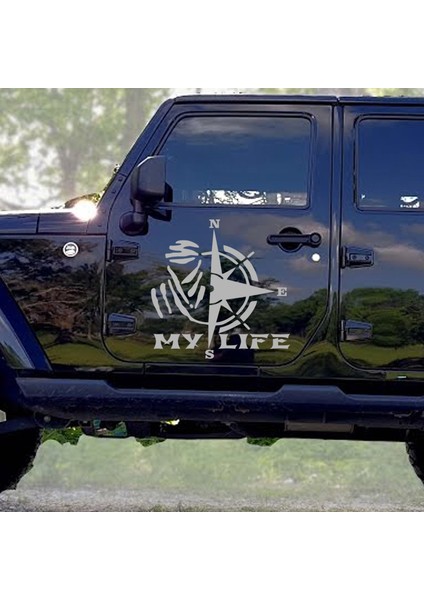 Melek - My Life Dakar Pusula Araba Sticker 40 x 40 cm Metalik Gri