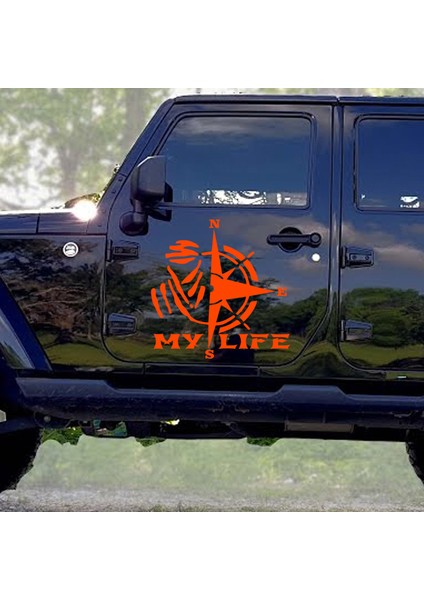 Melek - My Life Dakar Pusula Araba Sticker 40 x 40 cm Turuncu