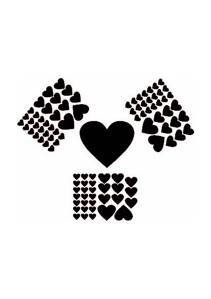 Bugybagy Dekoratif Çocuk Odası Siyah Kalp Yağmuru Sticker 97 Adet Karışık Çocuk Odası Duvar Süsleri fiyatları