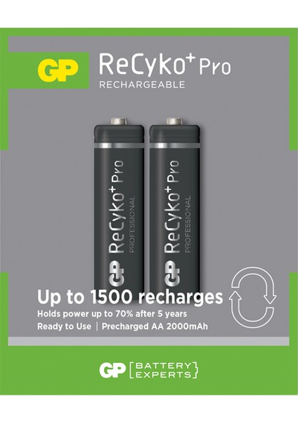 2'li ReCyko Pro 2000 Serisi NiMH AA Kalem Boy Şarjlı Pil(GP210AAHCBEMTR-2GBE2)
