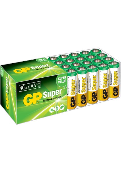 Super Alkalin 40'lı AA Boy Kalem Pil (GP15A-2VS40)