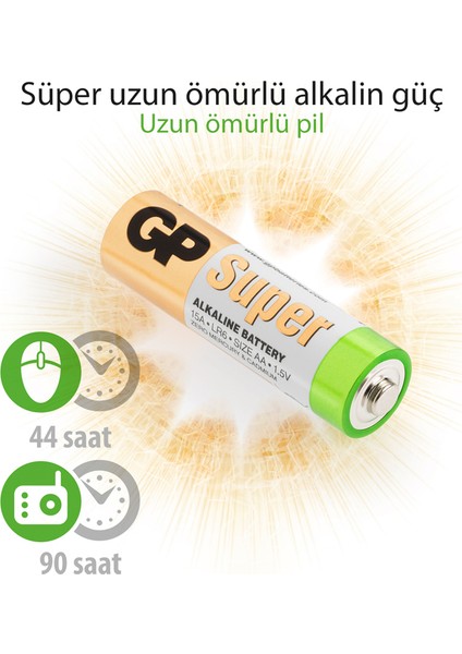 Super Alkalin 40'lı AA Boy Kalem Pil (GP15A-2VS40)