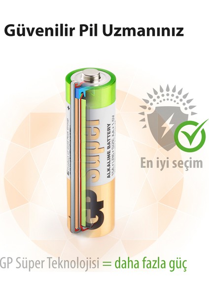 Super Alkalin 40'lı AA Boy Kalem Pil (GP15A-2VS40)