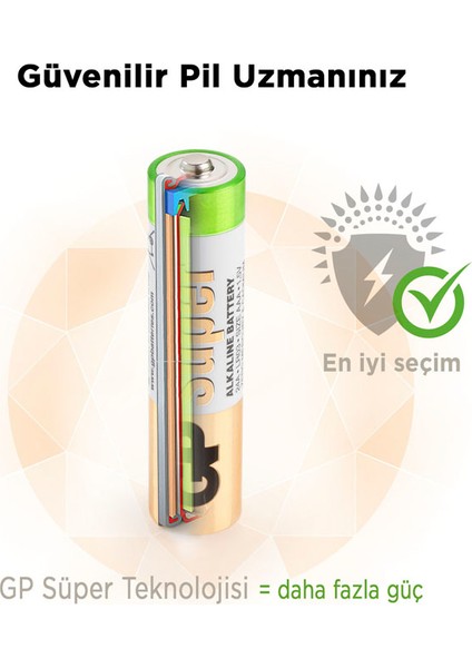 Süper Alkalin AAA/LR03 Boy Ince Pil 20'li Paket
