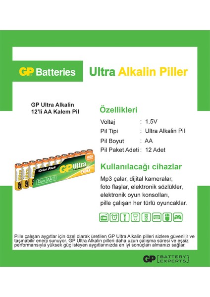15Au Alkaline Lr6 Kalem 12Li Blister Pil modelleri