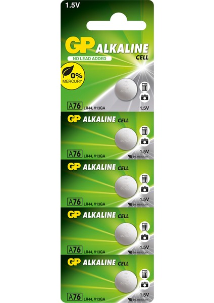 5'li LR44 Alkalin Düğme Pil  (GPA76-C5)